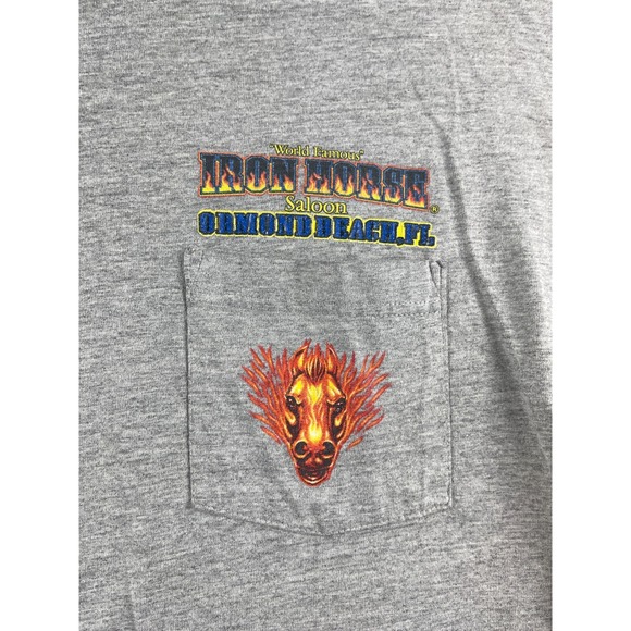 Vtg Iron Horse Saloon Shirt Adult 2XL Gray Ormond Beach,Florida Distressed - Picture 4 of 12